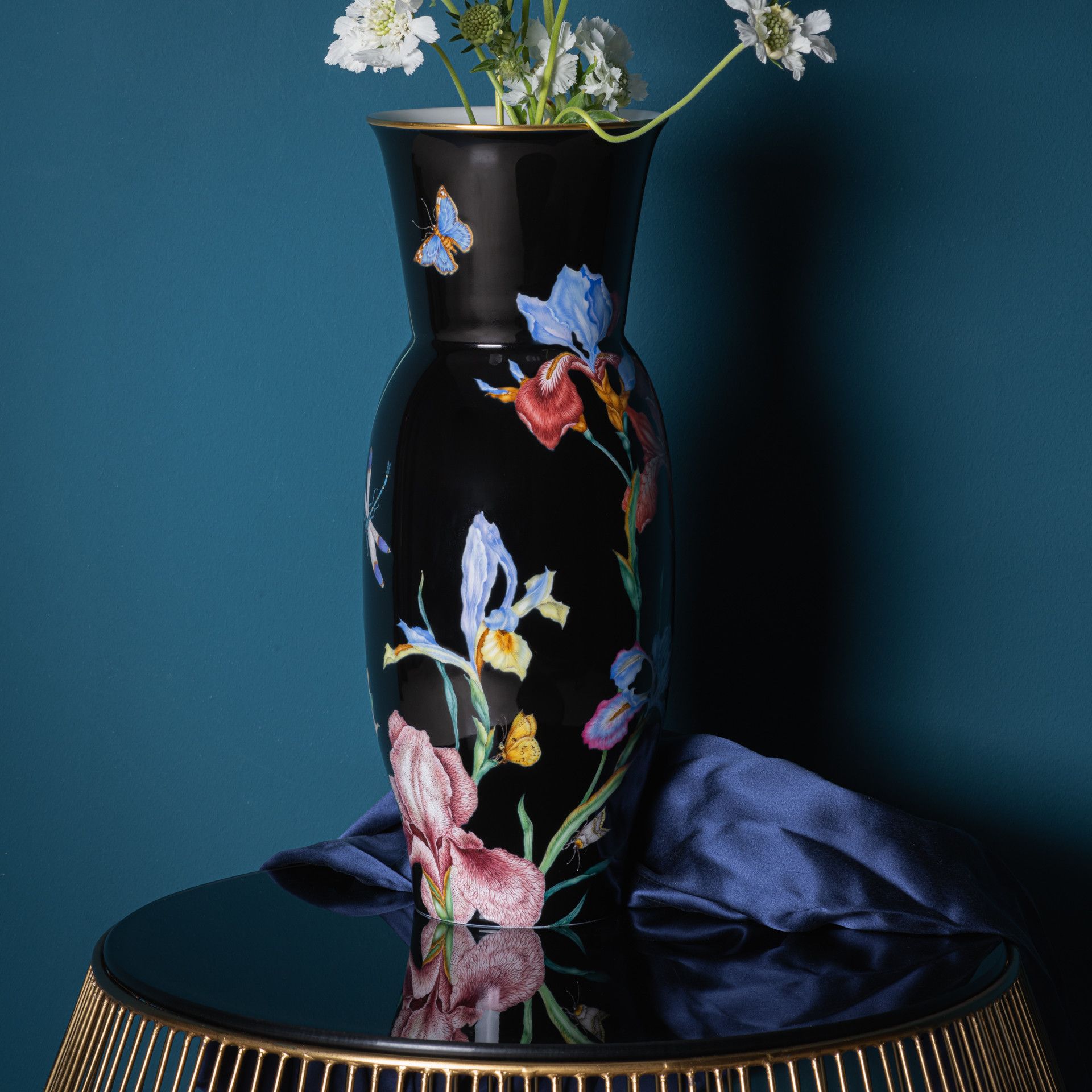 LIMITED MASTERWORKS VASE, IRIS WITH BUTTERFLIES