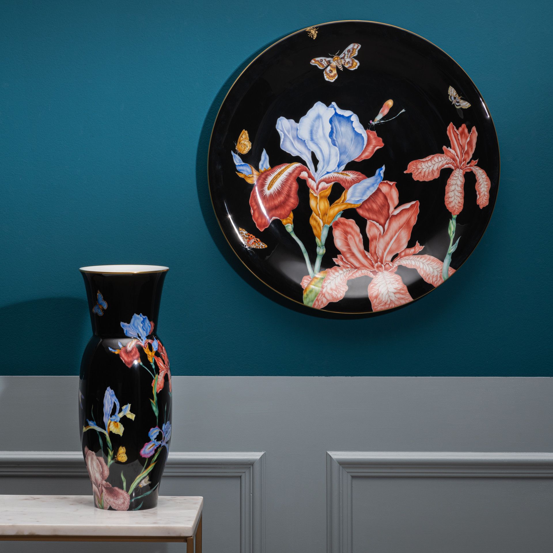 LIMITED MASTERWORKS VASE, IRIS WITH BUTTERFLIES