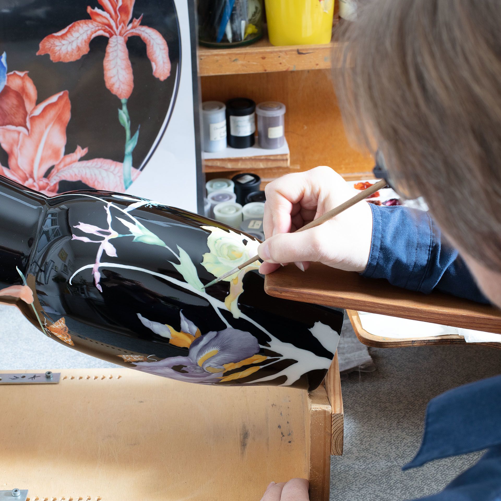 LIMITED MASTERWORKS VASE, IRIS WITH BUTTERFLIES