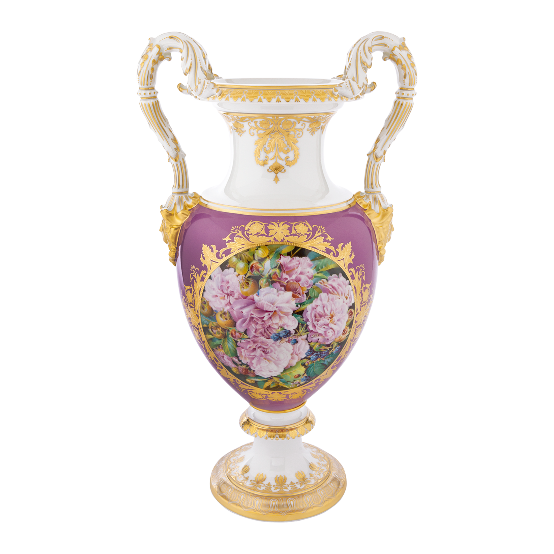 LIMITED MASTERWORKS 2014 VASE OPULENT FLOWER AND FRUIT PAINTING