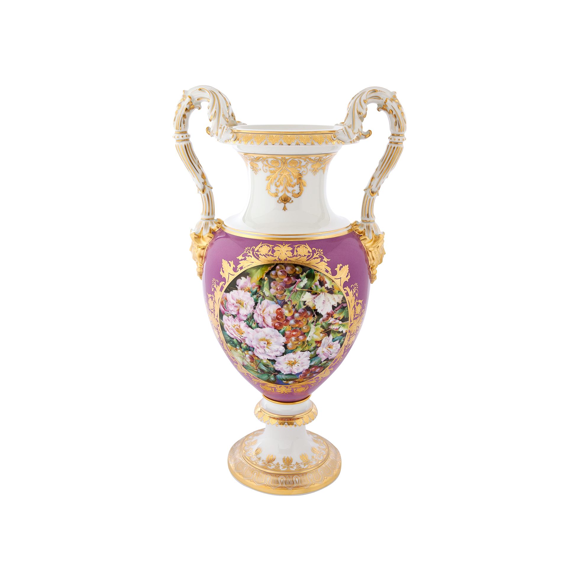 LIMITED MASTERWORKS 2014 VASE OPULENT FLOWER AND FRUIT PAINTING
