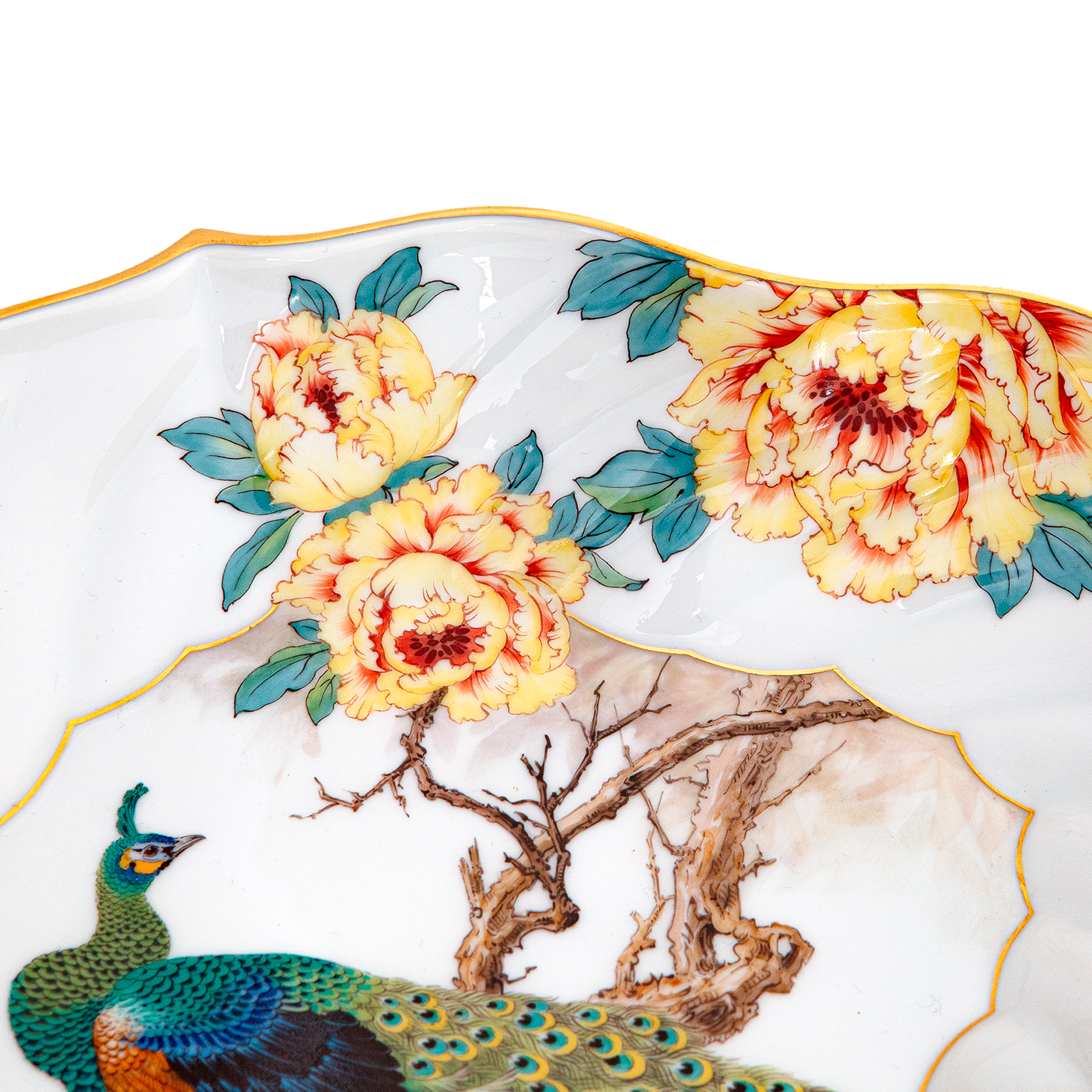 LIMITED EDITION BOWL, PEAFOWL WITH PEONIES