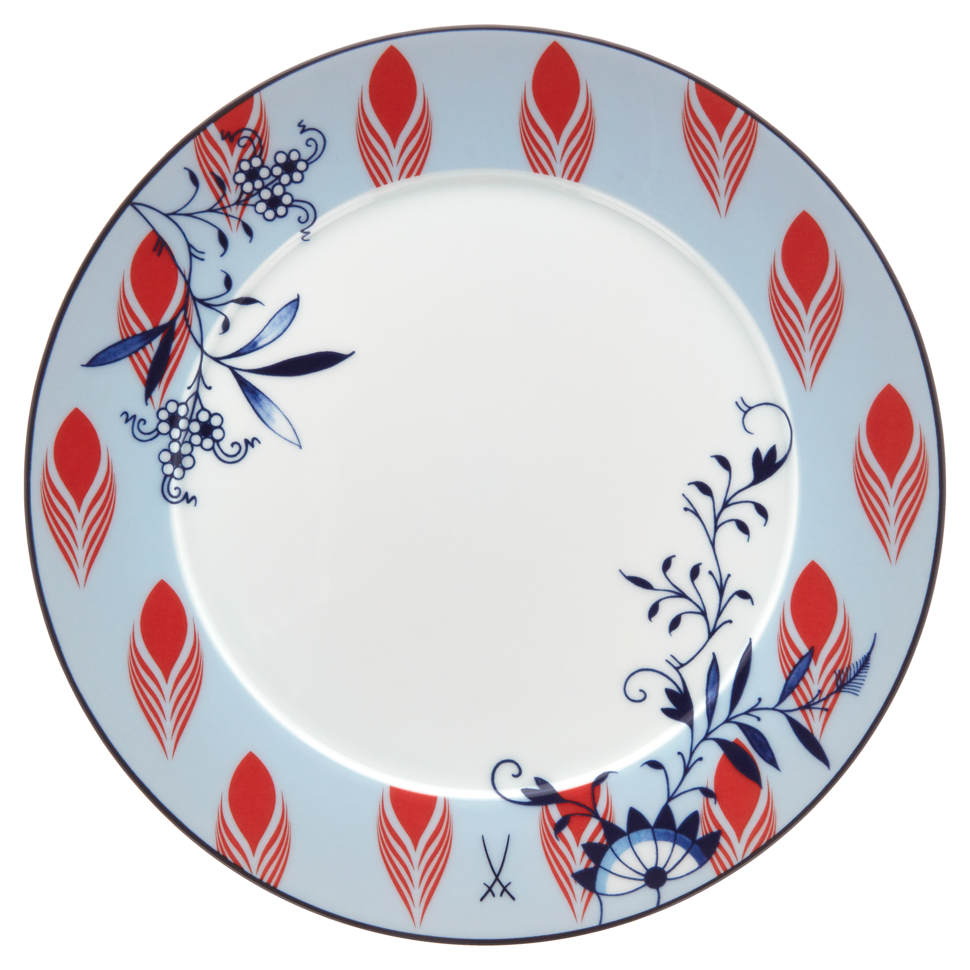 MEISSEN COLLAGE BLOOMY FEATHERS PLATE SET 3PCS.