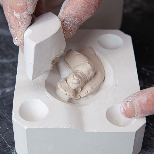 MEISSEN®-PUG GREEN ORNAMENTS WITH GREY PAINTING