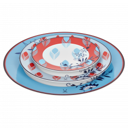 MEISSEN COLLAGE BLOOMY FEATHERS PLATE SET 3PCS.