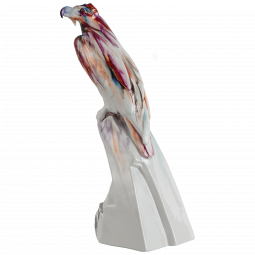 SINGLE FIGURINE BEARDED VULTURE ON ROCK, RED